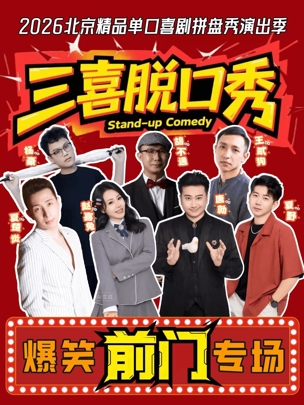 前门&大栅栏|三喜脱口秀|爆笑解压精品专场|强互动+即兴+亲子+新喜剧+魔术|大咖空降盲盒